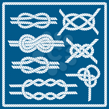 Sailor knot set. Nautical rope infinity sign. Corner element. Rope frame border. Tying the knot. Graphic design element for wedding invitations, baby shower, birthday card, scrapbooking, logo etc. 