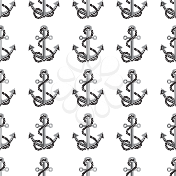 Seamless nautical pattern with anchors and rope. Design element for wallpapers, baby shower invitation, birthday card, scrapbooking, fabric print etc.