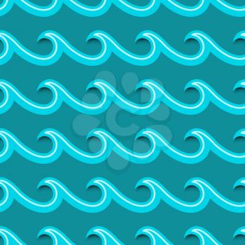 Sea waves seamless pattern, origami effect. Vector illustration. Design element for wallpapers, baby shower invitation, birthday card, scrap booking, fabric print etc. 