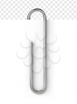 Paper clip on paper. Realistic vector illustration.