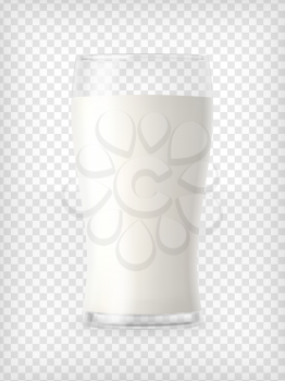 Milk in a glass. Healthy diet. Clean eating.Tall glass with beverage. Breakfast, protein rich dairy product. Transparent photo realistic vector illustration