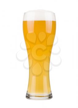 Glass filled with white beer, isolated on white