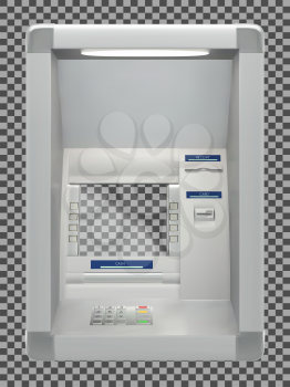 Atm bank machine with a card reader and display screen. Vector illustration