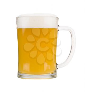 Mug filled with white beer, isolated on white