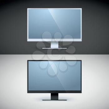 Vector computer displays on black and white backgrounds