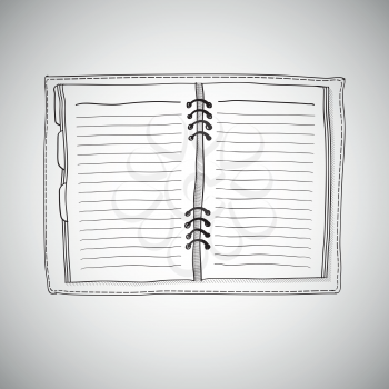 Sketch of notebook. Vector illustration with hand drawn notepad with page