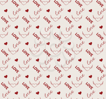 Heart and love seamless pattern in vector.