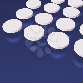 Three dimensional abstract white pills on dark background, vector