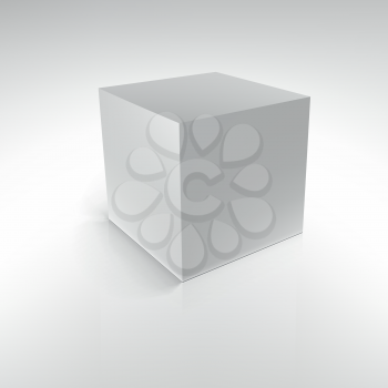 Cube with reflections and shadows, vector illustration