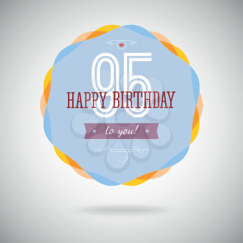 Congratulatory badge for the ninety-five years. 95 years happy birthday. Congratulatory sign for anniversary. Vintage vector typography.
