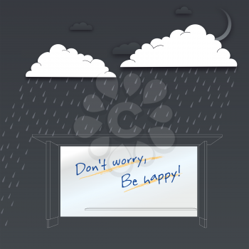 Don't worry be happy. Positive poster, vector illustration