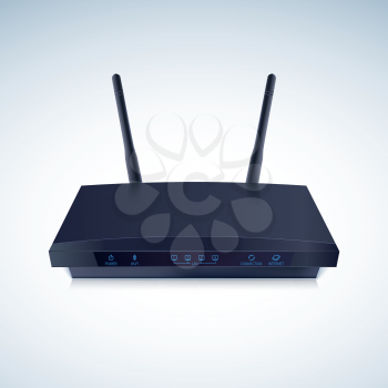Realisti Wireless Router. Wi-Fi Router detailed, vector illustration