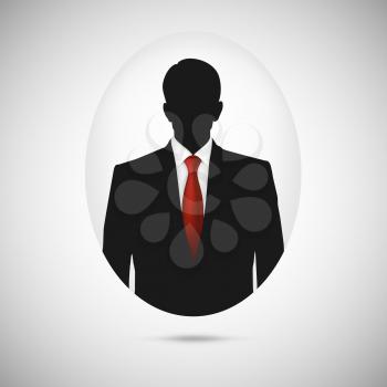 Male person silhouette. Profile picture whith red tie, silhouette profile