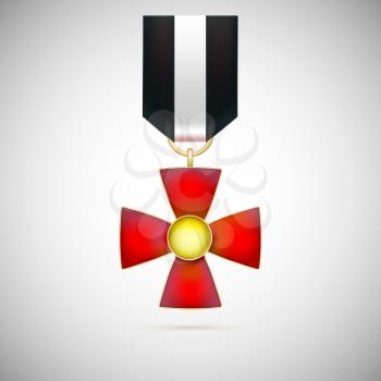 Red Cross, illustration of a military medal of bravery, honor and valor
