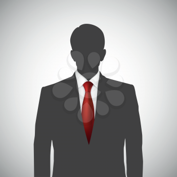 Unknown person silhouette whith red tie. Profile picture, silhouette profile