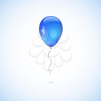 Blue balloon isolated on white background, vector illustration.