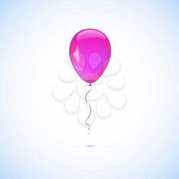 Pink balloon isolated on white background, vector illustration.