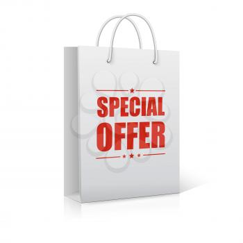 Shopping Bag on white with text Special Offer. Ready for your design.