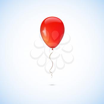 Red balloon isolated on white background, vector illustration.