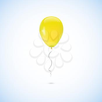 Yellow balloon isolated on white background, vector illustration.