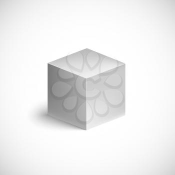 Grey cube on white background in isometric view.