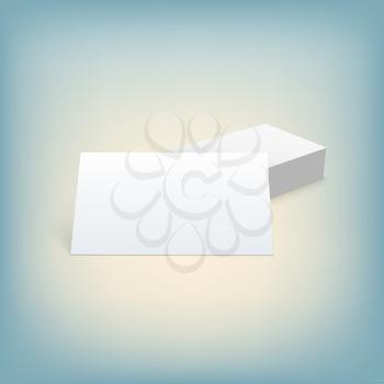 Stack of blank business card on color background with shadow. Vector illustration.