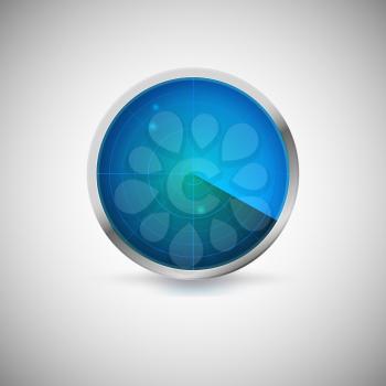 Radial screen of blue color with targets. Vector icon for your business