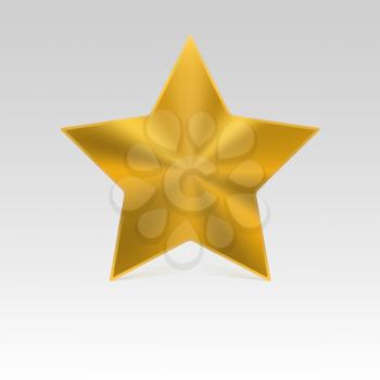Metal star with shadow. Yellow color, vector illustration. Icon for your design.