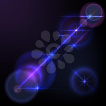 Abstract image of  lens flares star lights and glow. Resizable vector illustration.