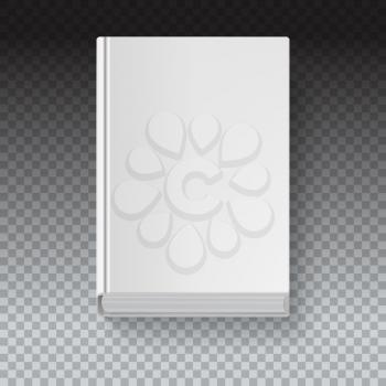 White book template on transparent background with accurate shadow, top view. Grayscale mock-up for your presentation or design, vector eps10 illustration