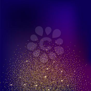Gold glitter bright vector, colored background. Golden sparkles, shiny texture,. Excellent for your greeting cards, luxury invitation, advertising, certificate