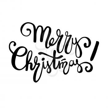 Merry Christmas lettering design, handwriting text typography. Greeting card on a white background, template for your congratulations.. Vector illustration. EPS 10