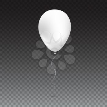 Inflatable air flying balloon isolated on transparent background. Close-up look at white balloon with reflects. Realistic 3D vector illustration