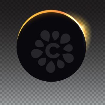 Glow light effect template for your cover, poster and cards. Solar eclipse, astronomical phenomenon. Light rays on transparent backdrop. The planet covering the Sun eclipse.
