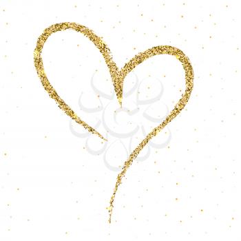 Hand-drawn, sketchy, doodle heart with sparkle and glow on white backdrop. A symbol drawn with a brush. Template Valentine or Mother day, postcards, printing on t-shirts with love for loved ones.
