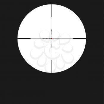 Crosshair sight icon, reticle with red dot. Sight sniper symbol isolated on white background, vector illustration.