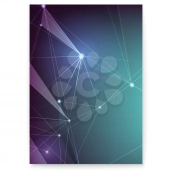 Modern poster with abstract plexus shapes, vector illustration. Concept of communication links, network, internet, mobile and satellite communications. Grid with points connected by lines