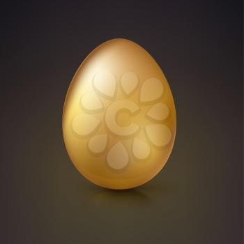 Golden egg, Realistic Ester egg with reflections and reflexes, volumetric 3D vector illustration.
