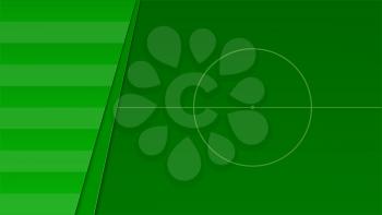 Soccer or european football green field. Horizontal banner for football competition or sport events, top view. 3D illustration, template for print design, cover, posters.