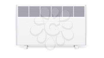 Domestic electric heater, icon of home convector, 3D illustration. Electric panel of radiator appliance for space heating isolated on white background.