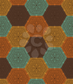 Crochet seamless hexagons pattern. Retro design.