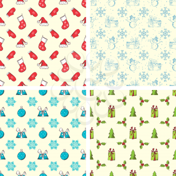 Red, blue and green holiday designs.