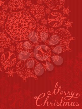 Striped winter background with round pattern. Christmas template. Hand-written text.