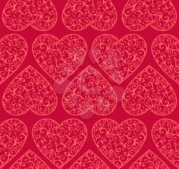 Vintage hearts on pink background. Vector element for your Valentine's design. EPS 8.