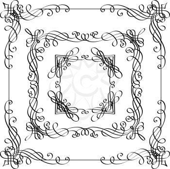 Black vintage frames  isolated on white background. There is place for your text.