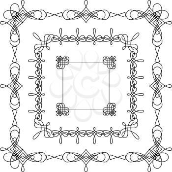 Black vintage frames  isolated on white background. There is place for your text.