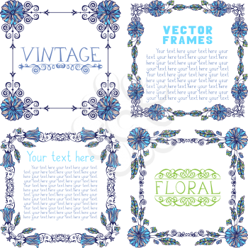 Four vintage design elements. Templates for your design. There is place for your text.