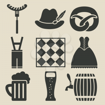 Oktoberfest beer festival icons set - vector illustration. eps 8