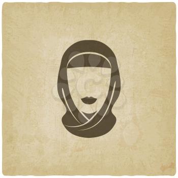 Arabic woman avatar old background - vector illustration. eps 10