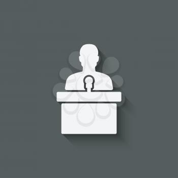man on podium with microphone - vector illustration. eps 10